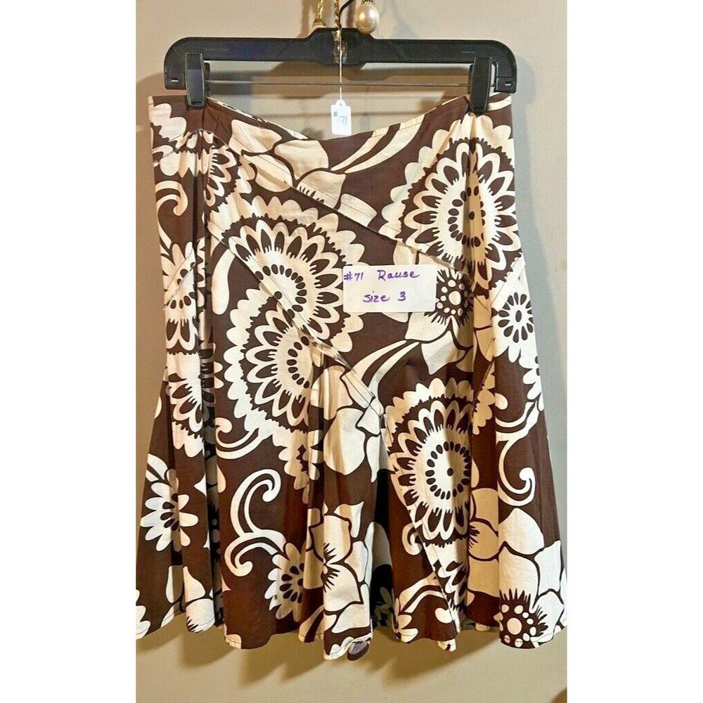 Charlotte Russo JUNIORS Brown Floral Knee length Skirt Size 3